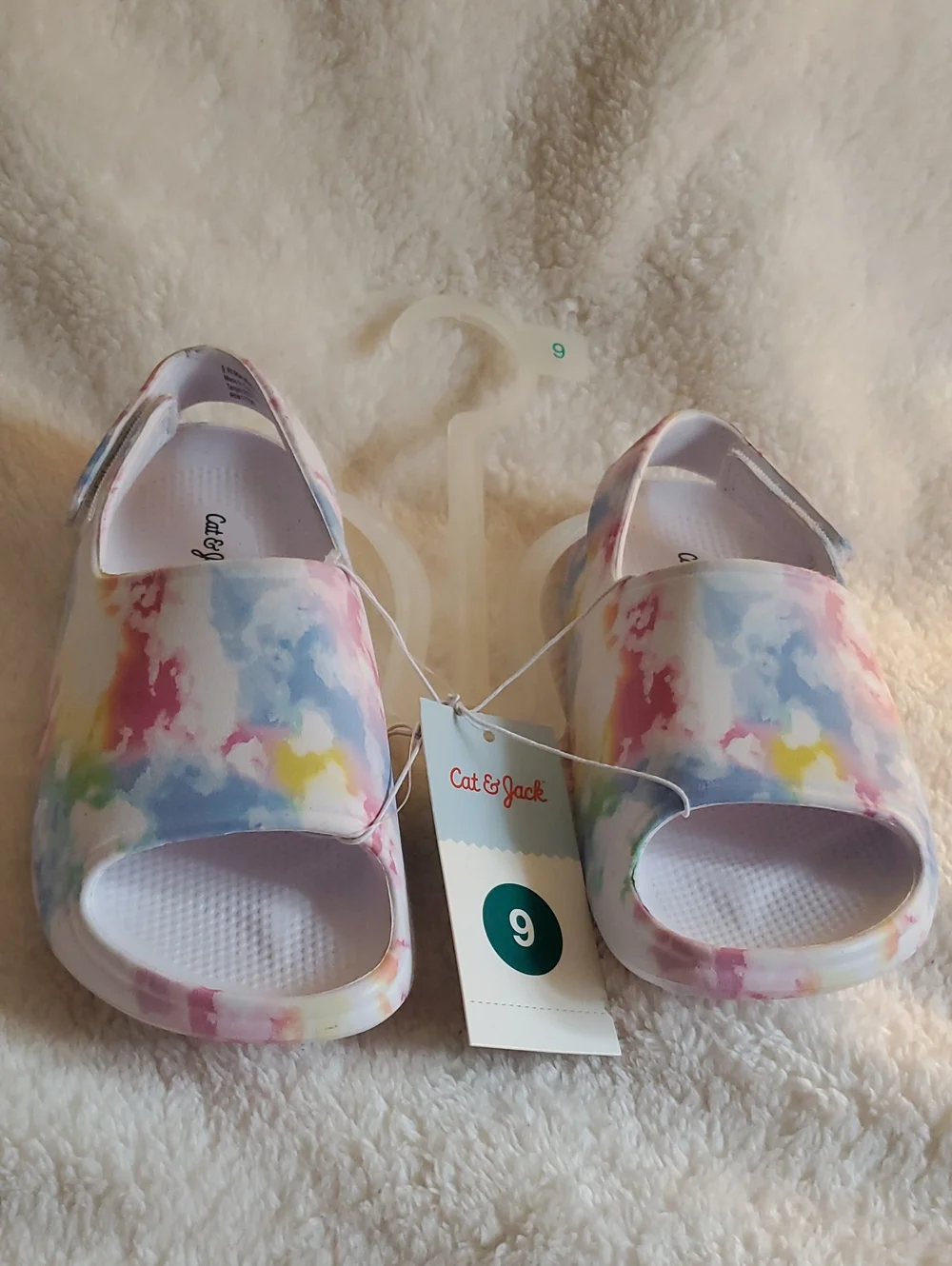 Cat & Jack Toddler Girls Tie-Dye Slides Sandals Size 9 NWT Hook & Loop